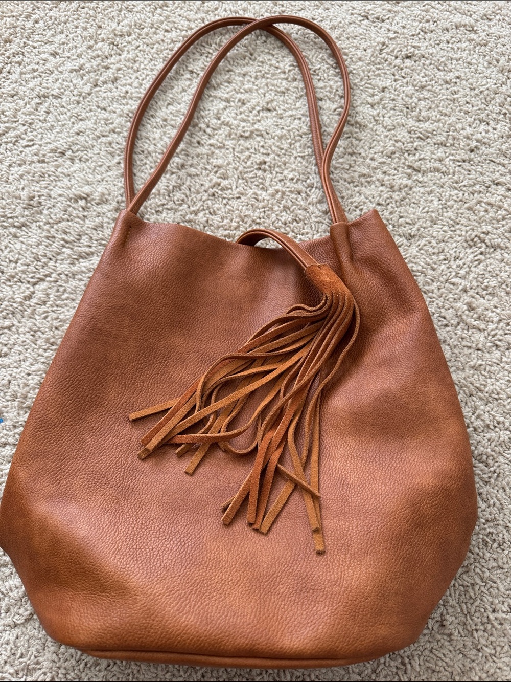 Street Level Tan Leather Fringe Shoulder Bag